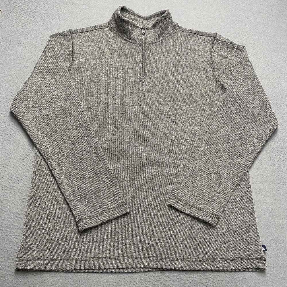 Gap Sweater Mens L Gray 1/4 Zip Mock Neck Tight-Knit Pullover Cotton Poly
